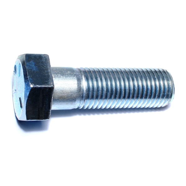 Grade 5, 1-1/4"-7 Hex Head Cap Screw, Zinc Plated Steel, 4 in L, 2 PK